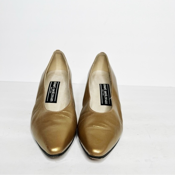 Vintage Stuart Weitzman Gold Pointed Heels Size 6.5 Women’s - Picture 3 of 6